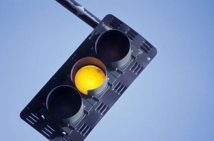 Yellow light study flashing intersection does mean