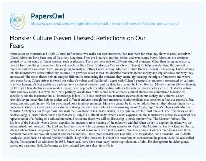 Monster culture seven theses summary