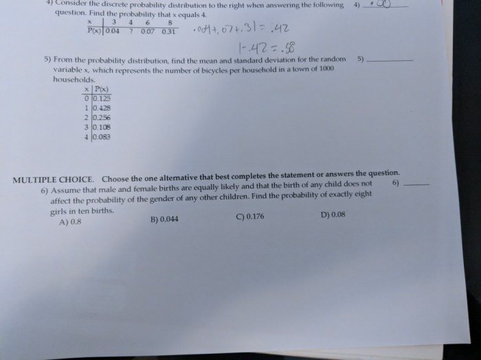 Consider the following discrete probability distribution